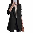 thumbnail image 1 of qucoqpe Pea Coats for Women 2025 Fall Winter Fashion Casual Solid Lapel Collar Jackets Long Sleeve Button Long Outerwear, 1 of 5