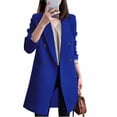 thumbnail image 1 of qucoqpe Pea Coats for Women 2025 Fall Winter Fashion Casual Solid Lapel Collar Jackets Long Sleeve Button Long Outerwear, 1 of 5