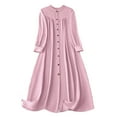thumbnail image 1 of qucoqpe Plus Size Casual Dresses for Women Long Sleeve Solid Button Down Pleated Maxi Dress Fashion Comfy Cocktail Party Tunic Dress, 1 of 6