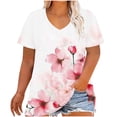 thumbnail image 1 of qucoqpe Plus Size Summer Tunic Tops for Women Fashion Casual Floral Printed V Neck Short Sleeve T-shirts Trendy Dressy Loose-fitting‌ Blouses, 1 of 5