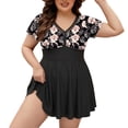 thumbnail image 1 of qucoqpe Plus Size Tankini Swimsuits for Women Floral Print Lace Tummy Control Modest 2 Piece Bathing Suit Summer Beach Swimdress with Shorts, 1 of 8