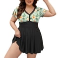 thumbnail image 1 of qucoqpe Plus Size Tankini Swimsuits for Women Floral Print Lace Tummy Control Modest 2 Piece Bathing Suit Summer Beach Swimdress with Shorts, 1 of 8