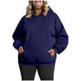 thumbnail image 1 of qucoqpe Plus Size Women's Oversized Hoodie Soft Cozy Solid Color Pullover Top Casual Long Sleeve Hooded Sweatshirt with Front Pocket, 1 of 5