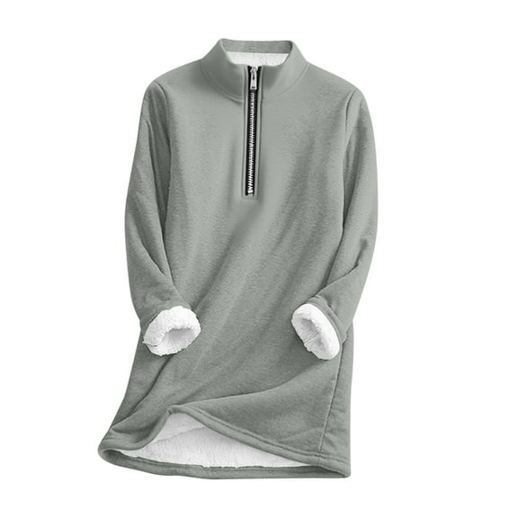 qucoqpe Plushy Lined Womens Fleece Pullover Quarter Zip Oversized Tops Trendy Warm Fuzzy Long Sleeve Shirts Blouse for Fall Winter