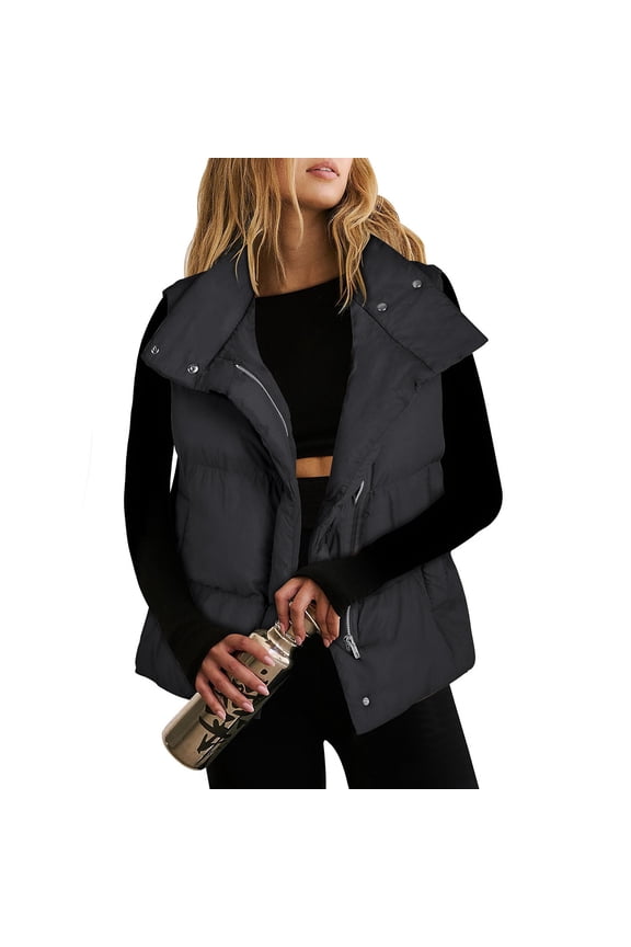 Puffer Vest for Women Oversized Puffy Outerwear Vests Lightweight Sleeveless Quilted Tops Jackets Coat with Pockets
