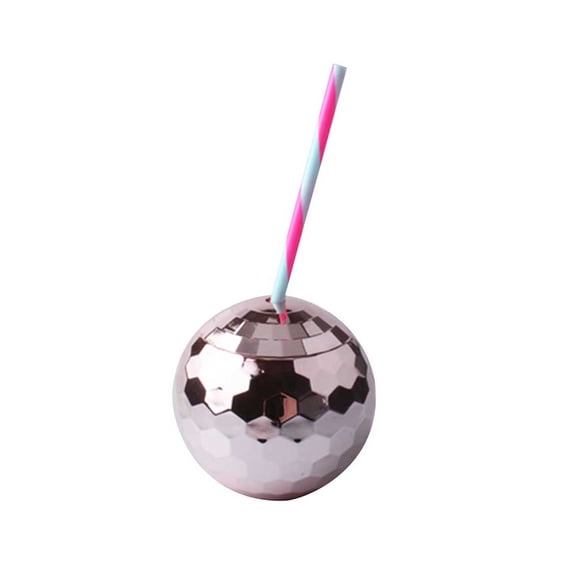 Bouanq Rose Gold Party Cups, 1970's Disco Ball Drink Cup With Straw, Suitable For Metal Shiny Foil Color Graduation Anniversary Party Straw Cup Tableware