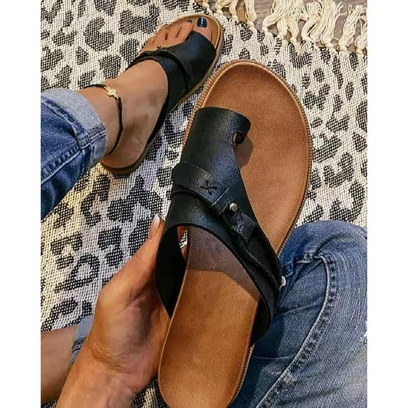 qucoqpe Sandals for Women Comfortable Orthopedic Flat Shoes Toe Ring Slide Flip Flop Slippers Summer Casual Soft Retro Bohemian Thong Sandals Sun Beach Shoes on Clearance
