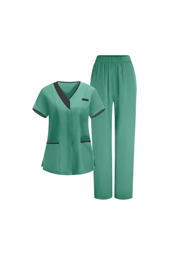 Scrubs for Women Stretchy Modern V-Neck Top with Jogger Pants Nursing Uniforms Set