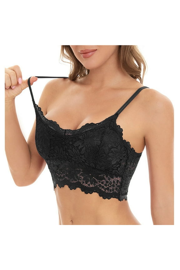 Sexy Bras for Women Lace Floral Bralettes Padded Lace Bandeau Bras with Straps