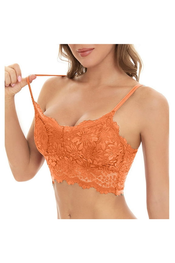 Sexy Bras for Women Lace Floral Bralettes Padded Lace Bandeau Bras with Straps