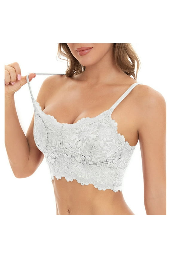 Sexy Bras for Women Lace Floral Bralettes Padded Lace Bandeau Bras with Straps