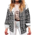 thumbnail image 1 of qucoqpe Shackets for Women 2025 Trendy Patchwork Wool Plaid Jacket Oversized Casual Long Sleeve Shirts Fall Winter Button Down Coat Blouses Tops, 1 of 8