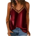thumbnail image 1 of qucoqpe Silk Satin Tank Tops for Women Fashion Causal Solid Color Mesh V-Neck Sleeveless Blouse Summer Beach Camisole Shirts, 1 of 6