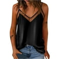 thumbnail image 1 of qucoqpe Silk Satin Tank Tops for Women Fashion Causal Solid Color Mesh V-Neck Sleeveless Blouse Summer Beach Camisole Shirts, 1 of 6