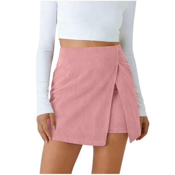 qucoqpe Skirts for Women 2026 Trendy Casual High Waisted Corduroy Mini Skirt with Shorts Underneath