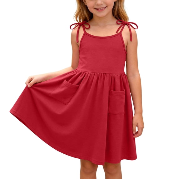 qucoqpe Spaghetti Straps Mini Dress Casual Comfy Pleated Soft Solid Color Spaghetti Straps Beach Vacation Dresses for Girls