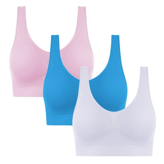 Dvprdro Sports Bras for Women 3 Pack Comfortable Wireless Seamless Bralette Soft Pullover Bra with Light Support Breathable Fabric for Everyday Wear