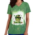 thumbnail image 1 of qucoqpe St. Patrick's Day Plus Size Scrub Tops for Women Fashion Casual Loose V Neck Short Sleeve Nursing Uniform T-Shirts with Pockets, 1 of 5