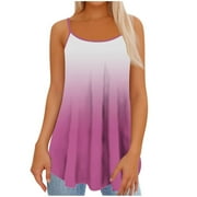 qucoqpe Summer Plus Size Tank Tops for Women Boho Tie Dye Loose Cami Spaghetti Strap Tunic Blouses