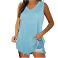 thumbnail image 1 of qucoqpe Summer Tunic Tops for Women Fashion Causal Solid Color V-Neck Sleeveless ‌Shirts Loose Fitted Workout Running Blouses, 1 of 6
