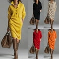 thumbnail image 1 of qucoqpe Sweater Dress Womens Oversized Long Sleeve Knit Sweater Dresses Fall Winter Casual Pockets Buttons Midi Dress, 1 of 9