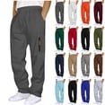 thumbnail image 1 of qucoqpe Sweatpants for Men Mens Baggy Cargo Sweatpants with Zipper Pockets Elastic Waist Drawstring Straight Leg Joggers, 1 of 7
