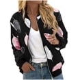 thumbnail image 1 of qucoqpe Sweatshirt Coats for Women 2025 Winter Fashion Casual Printed Round Neck Long Sleeve Full Zip Up Hoodies Tops with Pockets, 1 of 5