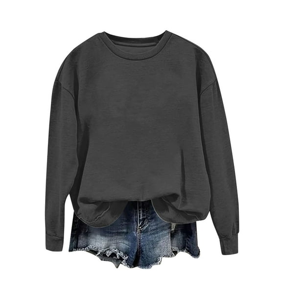 qucoqpe Sweatshirt for Women Oversized Crewneck Long Sleeve Tops Casual Solid Color Loose Pullover Shirts 2025 Fall Winter Fashion Clothes