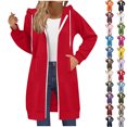 thumbnail image 1 of qucoqpe Sweatshirt for Women Plus Size Long Double Zipper Hooded Sweatshirt Jacket Trendy Oversized Zip-Up Long Sleeve Hoodie Fall Winter Fashion, 1 of 10