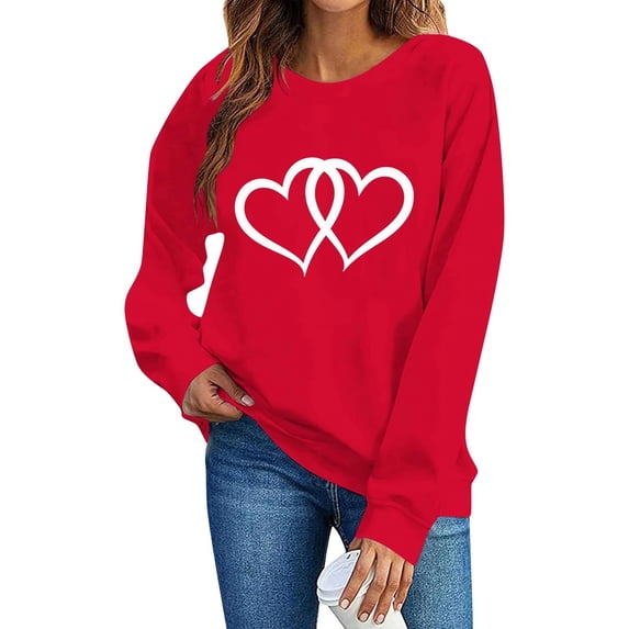 qucoqpe Sweatshirt for Women, Valentines Day Sweatshirt for Women, Cozy Letter Print Crewneck Pullover Long Sleeve Shirts Top