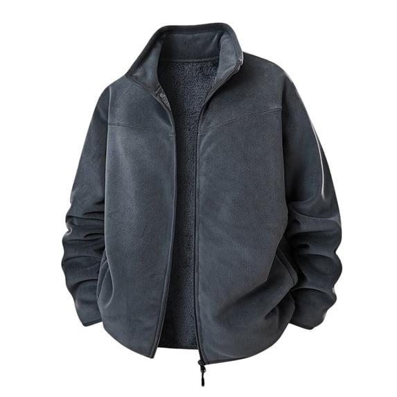 qucoqpe Sweatshirts for Men 2025 Fall Winter Fashion Casual Solid Long Sleeve Outwear Fleece Zipper Coats with Pockets