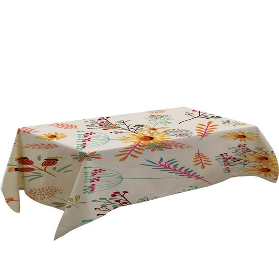 Bouanq Table Cloth Table Decor Fresh Flower Pattern Table Cloth Rectangular Tea Table Cover Dining Home Decor Fabric Table Cover for Outdoor Indoor