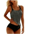 thumbnail image 1 of qucoqpe Tankini Swimsuits for Women Drawstring Adjustable Ruched Blouson and High Waist Bottom 2 Piece Bathing Suits, 1 of 5