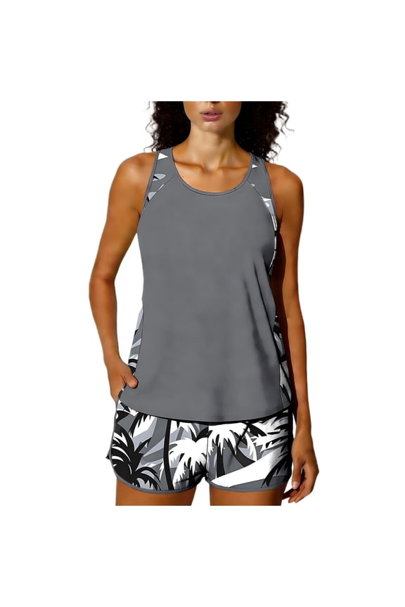 Tankini Swimsuits for Women Fashion Floral Two Piece Modest Bathing Suits Vacation Beach Swimwear with Boyshorts