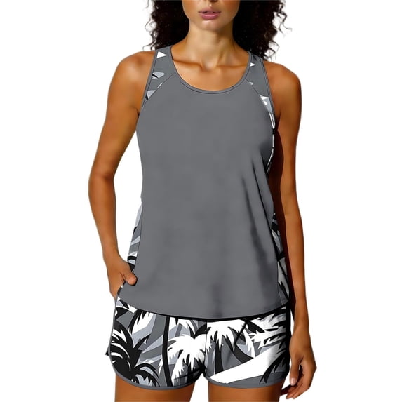 qucoqpe Tankini Swimsuits for Women Fashion Floral Two Piece Modest Bathing Suits Vacation Beach Swimwear with Boyshorts