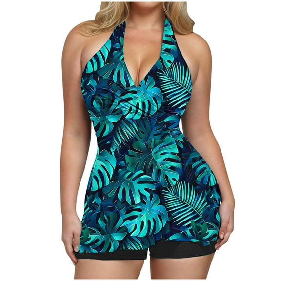 qucoqpe Tankini Swimsuits for Women Ruched Criss Modest Two Piece Bathing Suits Loose Fit Swimwear
