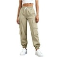 thumbnail image 1 of qucoqpe Teen Girls & Womens Cargo Hiking Pants Baggy Elastic Waist Joggers for Women Stretch Casual Work Trousers, 1 of 6