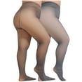 thumbnail image 1 of qucoqpe Tights for Women 2 Pairs Plus Size Fleece Lined Tights Fake Translucent Thermal Tights Sheer Pantyhose Leggings for Fall Winter, 1 of 8