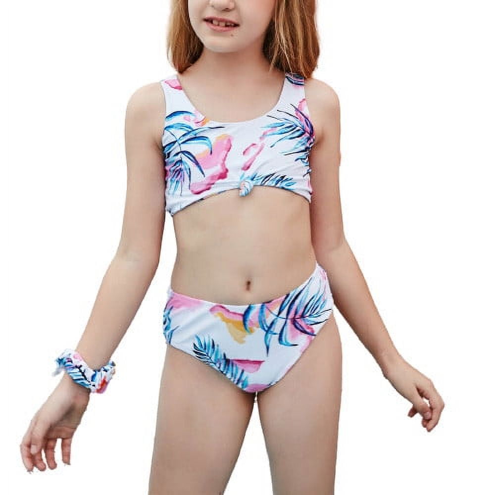 qucoqpe Toddler Baby Girls Bikini Kids Swimsuits Cute Floral Two Piece  Bathing Suit Swimsuit with UPF 50+ Protection 