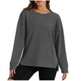 thumbnail image 1 of qucoqpe Trend Queen Sweatshirt Fall Fashion Solid Color Crewneck Sweatshirts Oversized Casual Soft Long Sleeve Top Dark Gray 2XL, 1 of 5