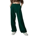 thumbnail image 1 of qucoqpe ‌Trendy Wide Leg Sweatpants for Women Casual Loose Fit Straight Leg Elegant Comfy Streetwear Sports Pants with Pockets Army Green 2XL, 1 of 5