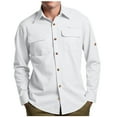 thumbnail image 1 of qucoqpe UPF 50 Sun Protection Shirt for Men Casual Long Sleeve Button Down Work Blouse Top Bassic Lapel Shirts with Two Pockets, 1 of 6