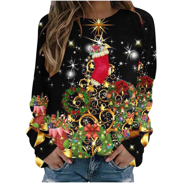 qucoqpe Ugly Christmas Sweater for Women Funny Cute Christmas Tree