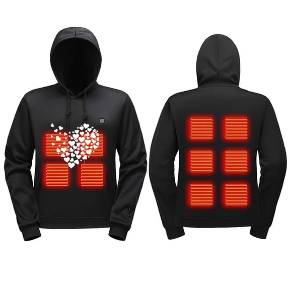 qucoqpe Unisex Heated Hoodie Usb Rechargeable Thermal Sweatshirt Washable Hooded Sweatshirt for Men and Women