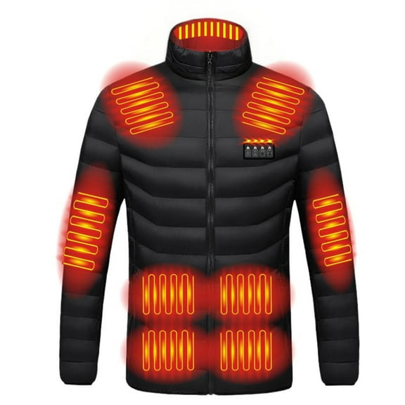 qucoqpe Unisex Plus Size Heated Jacket, USB Intelligent Constant Temperature Winter Windproof Heated Coats for Women Men with Detachable Hood