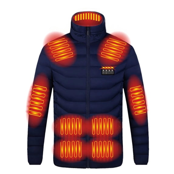 qucoqpe Unisex Plus Size Heated Jacket, USB Intelligent Constant Temperature Winter Windproof Heated Coats for Women Men with Detachable Hood