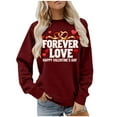 thumbnail image 1 of qucoqpe Valentine's Day Long Sleeve Shirts for Women Fashion Love Heart Printed Crew Neck Pullover Tops Casual Oversized Sweatshirt for Women, 1 of 5
