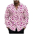 thumbnail image 1 of qucoqpe Valentine's Day Shirts for Men 2026 Spring Fashion Casual Love Heart Printed Long Sleeve Button Up Loose Blouse Tops, 1 of 4