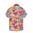 thumbnail image 1 of qucoqpe Valentine's Day Shirts for Men 2026 Spring Summer Fashion Heart Printed Turndown Neck Short Sleeve T-shirt Casual Loose Blouse Tee Tops, 1 of 5