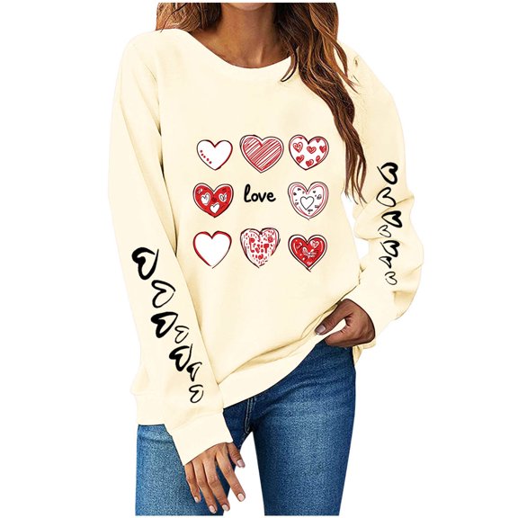qucoqpe Valentines Day Sweatshirts for Women Thanksgiving Oversized Crewneck Sweatshirts Christmas Long Sleeve Pullover Shirts